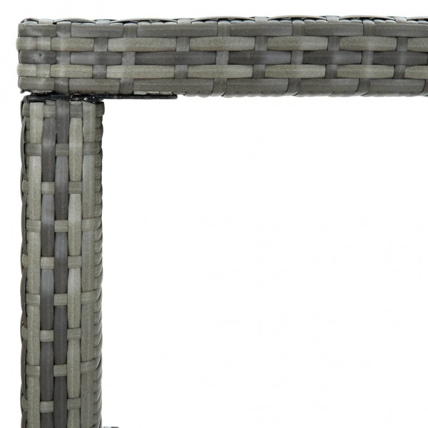 Mesa alta de jardín ratán sintético y vidrio gris 130x60x110cm M 4