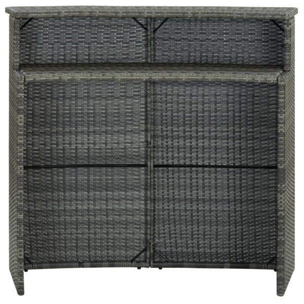Mesa alta de jardín ratán sintético gris 120x55x110 cm M 3