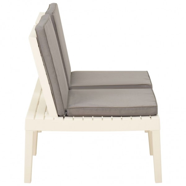 Banco lounge de jardim com almofadão plástico branco M 3
