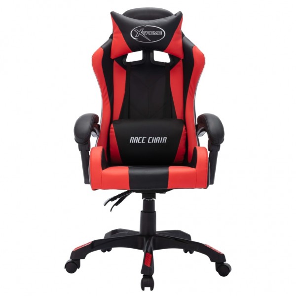 Silla gaming con luces LED RGB cuero sintético rojo y negro M 4