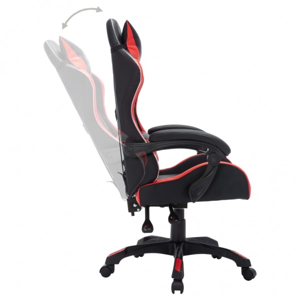 Silla gaming con luces LED RGB cuero sintético rojo y negro M 5