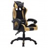 Silla gaming con luces LED RGB cuero sintético dorado y negro 3