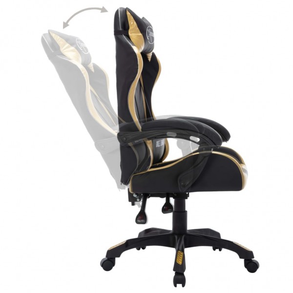 Silla gaming con luces LED RGB cuero sintético dorado y negro M 5