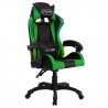 Silla gaming con luces LED RGB cuero sintético verde y negro 2