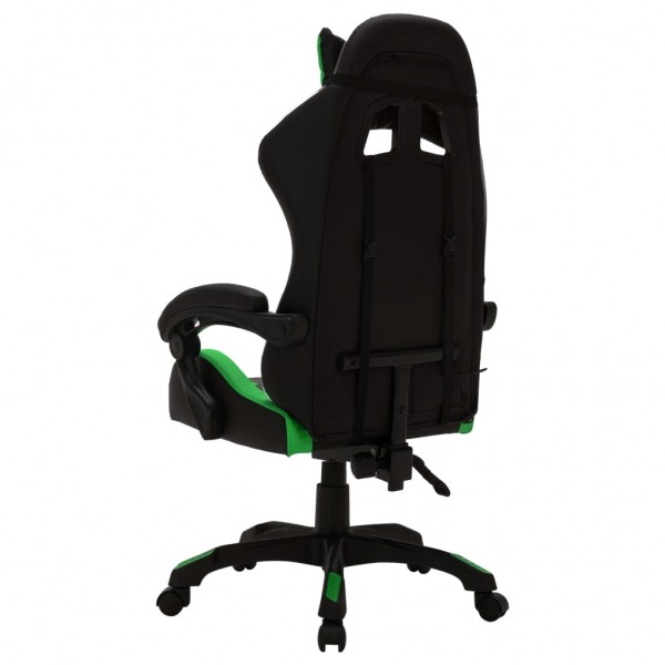 Silla gaming con luces LED RGB cuero sintético verde y negro M 5