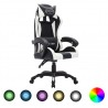 Silla gaming con luces LED RGB cuero sintético blanco y negro 1