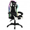 Cadeira estilo corrida luzes LED RGB couro artif. branco/preto 2