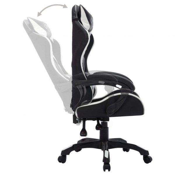 Silla gaming con luces LED RGB cuero sintético blanco y negro M 5