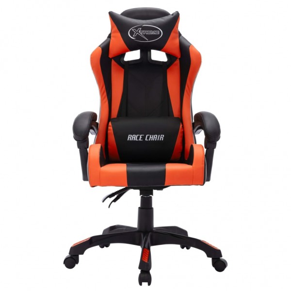 Silla gaming con luces LED RGB cuero sintético naranja y negro M 4