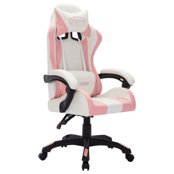 Silla gaming con luces LED RGB cuero sintético rosa y negro M 3