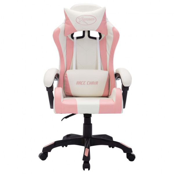 Silla gaming con luces LED RGB cuero sintético rosa y negro M 4