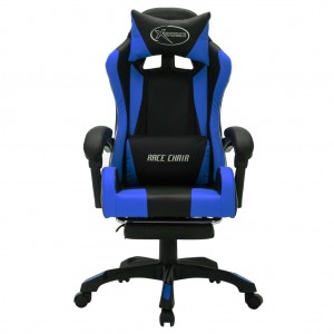 Silla gaming con luces LED RGB cuero sintético azul y negro H