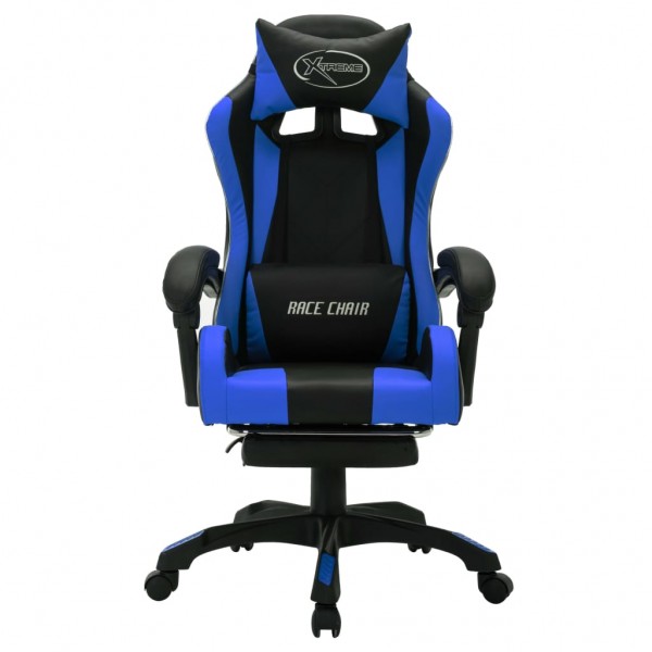 Silla gaming con luces LED RGB cuero sintético azul y negro M 2