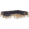 8 pcs conj. lounge jardim em bambu c/ almofadões cinza-escuro 1
