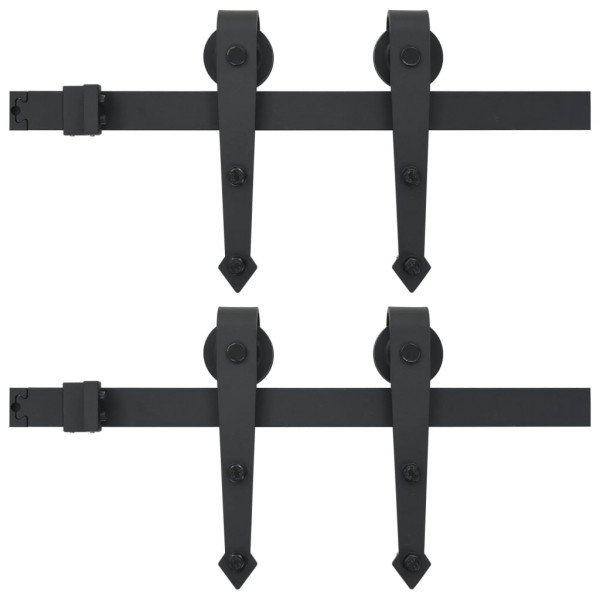 Kit de herrajes de puertas correderas acero negro 2 uds 200 cm M 2