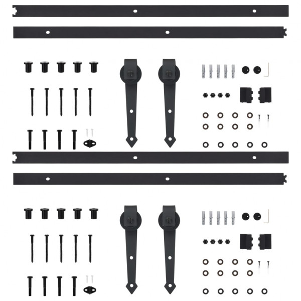 Kit de herrajes de puertas correderas acero negro 2 uds 200 cm M 4