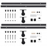 Kits de ferragens para porta deslizante 2 pcs 200 cm aço preto 4