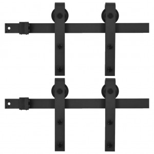 Kits de ferragens para porta deslizante 2 pcs 183 cm aço preto H