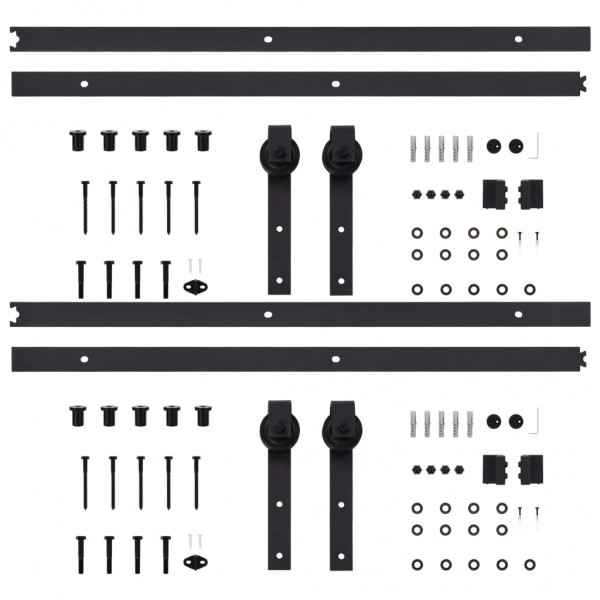 Kit de herrajes de puertas correderas acero negro 2 uds 200 cm M 4