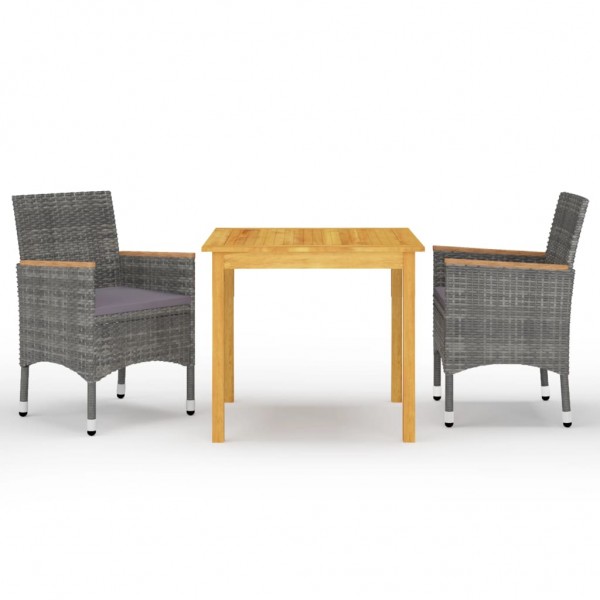 Juego de comedor de jardín de 3 piezas gris D