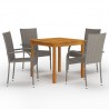 Juego de comedor para jardín 5 piezas gris 1