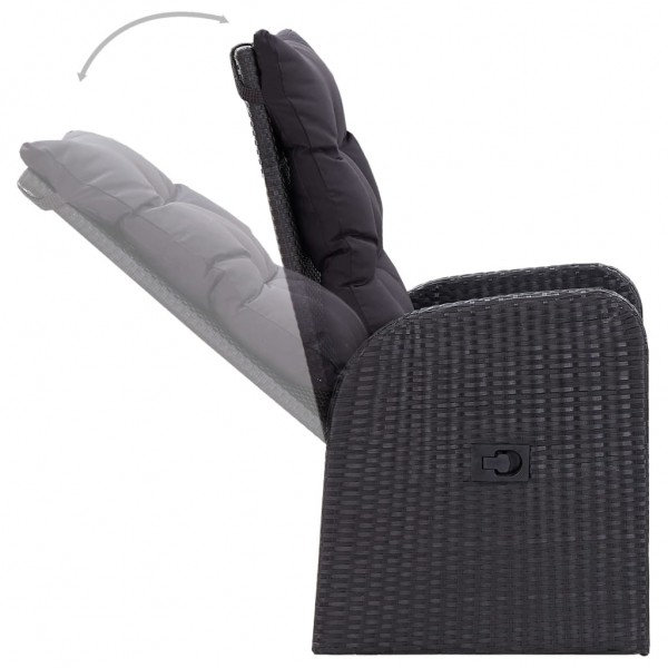 Juego de comedor para jardín 3 piezas negro M 5