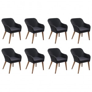 Juego de comedor de jardín de 9 piezas negro H