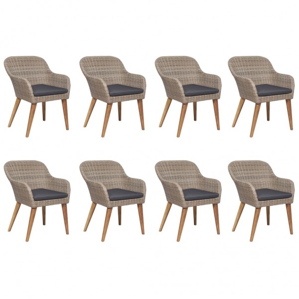 9 pcs conjunto de jantar para jardim castanho M 2