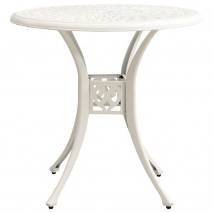 Mesa de jardim 78x78x72 cm alumínio fundido branco H