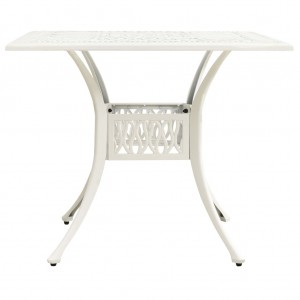 Mesa de jardín aluminio fundido blanco 90x90x73 cm H