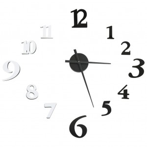 Reloj 3D de pared con diseño moderno blanco y negro 100 cm XXL H