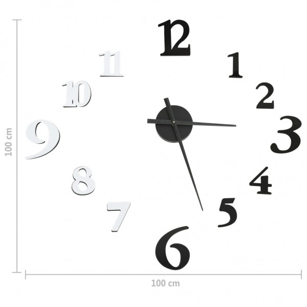 Reloj 3D de pared con diseño moderno blanco y negro 100 cm XXL M 5