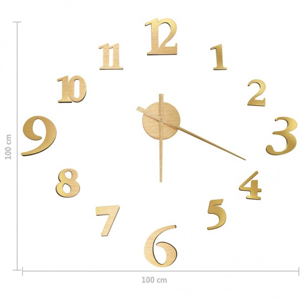 Reloj 3D de pared con diseño moderno dorado 100 cm XXL M 5