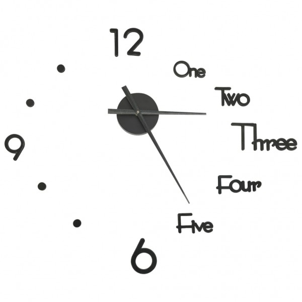 Reloj 3D de pared con diseño moderno negro 100 cm XXL M 2