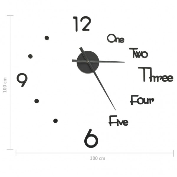 Reloj 3D de pared con diseño moderno negro 100 cm XXL M 5