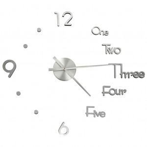 Reloj 3D de pared con diseño moderno plateado 100 cm XXL H