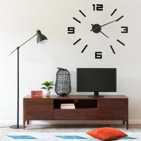 Reloj 3D de pared con diseño moderno negro 100 cm XXL D