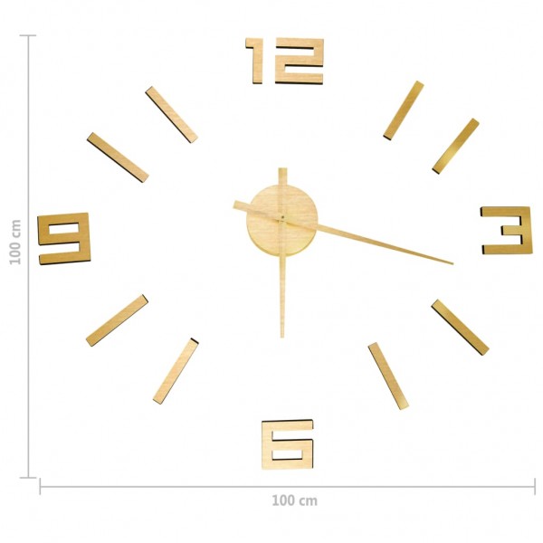 Reloj 3D de pared con diseño moderno dorado 100 cm XXL M 5