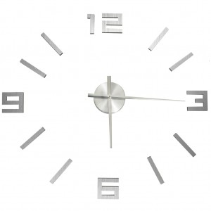 Reloj 3D de pared con diseño moderno plateado 100 cm XXL H