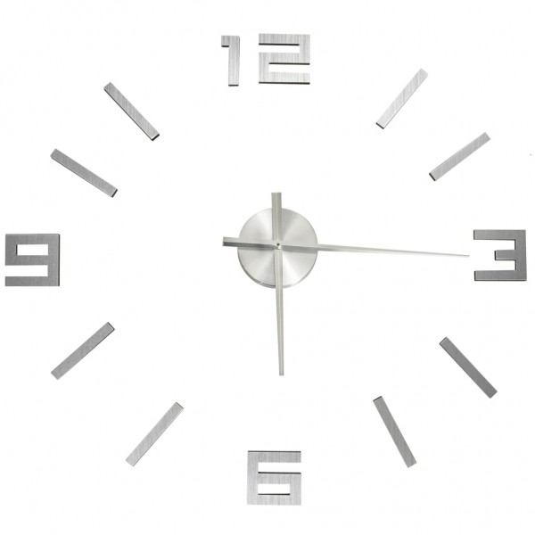 Reloj 3D de pared con diseño moderno plateado 100 cm XXL M 2