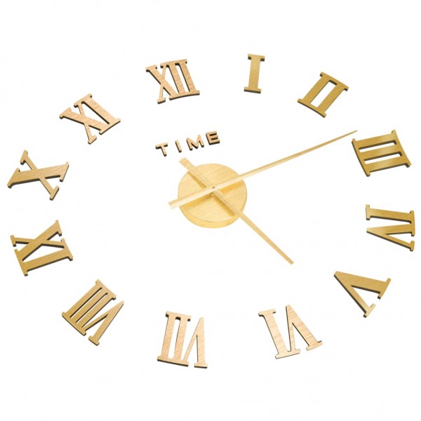 Reloj 3D de pared con diseño moderno dorado 100 cm XXL M 3