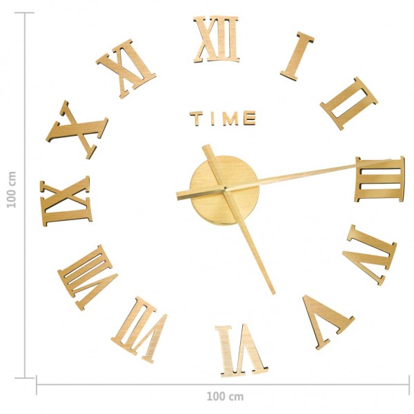 Reloj 3D de pared con diseño moderno dorado 100 cm XXL M 5