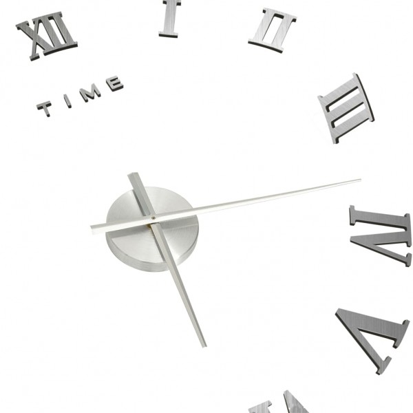 Reloj 3D de pared con diseño moderno plateado 100 cm XXL M 4