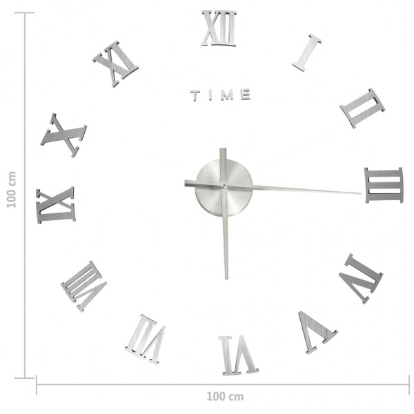 Reloj 3D de pared con diseño moderno plateado 100 cm XXL M 5