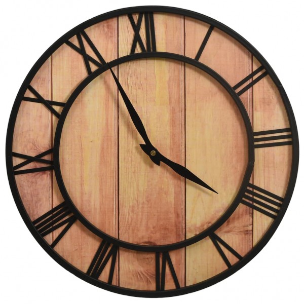 Reloj de pared MDF y hierro marrón y negro 39 cm M 2