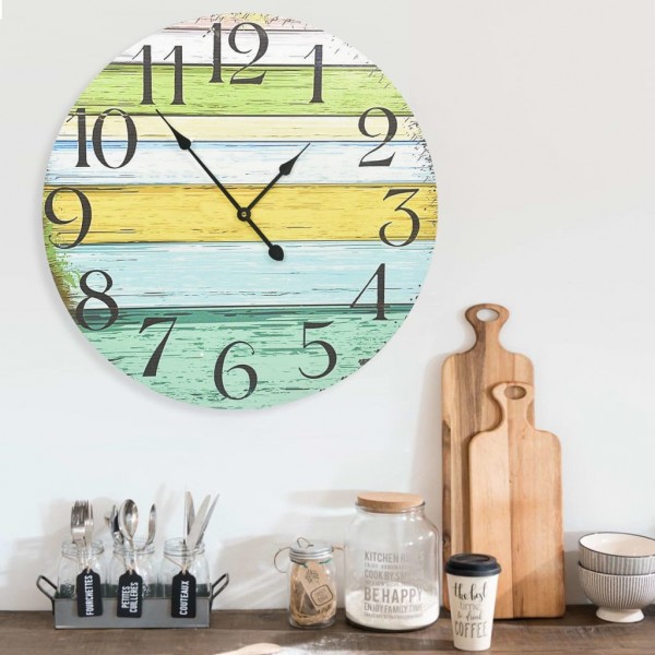 Reloj de pared de MDF multicolor 60 cm D