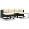 5 pcs conjunto lounge de jardim c/ almofadões vime PE preto 1