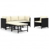 6 pcs conjunto lounge de jardim c/ almofadões vime PE preto 1