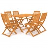 Set comedor de jardín plegable 7 piezas madera maciza de acacia 1