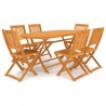 Set comedor de jardín plegable 7 piezas madera maciza de acacia 1